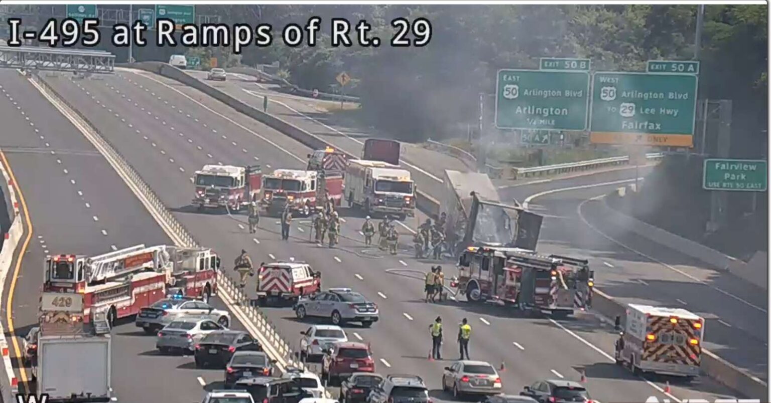JUST IN: Tractor-trailer fire shuts down Capital Beltway at Route 50 ...