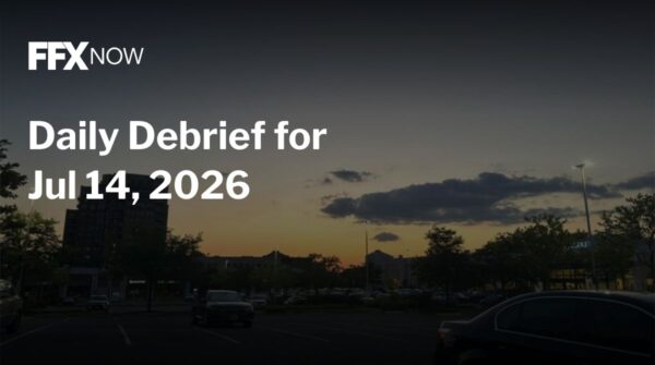 FFX Now Daily Debrief banner with a sunset parking lot background and the date July 14, 2026.