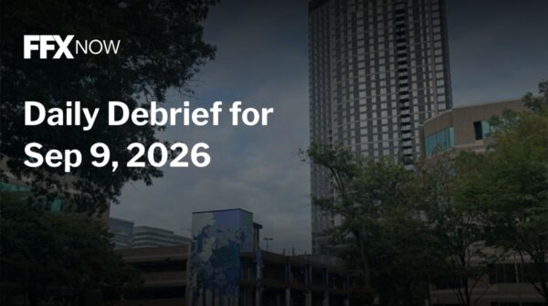 FFX Now daily debrief banner with text 'Daily Debrief for Sep 9, 2026' over a cityscape background.