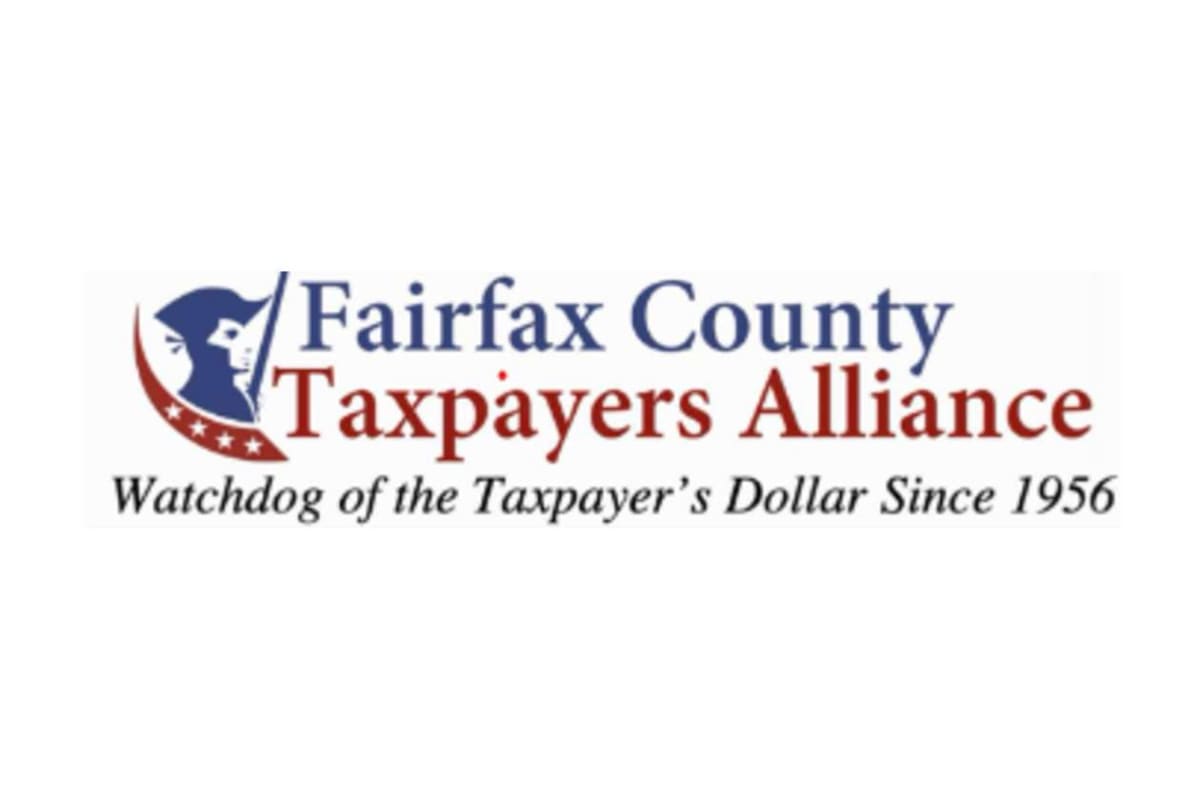 Fairfax County Taxpayers Alliance logo with blue and red text and a silhouette graphic.