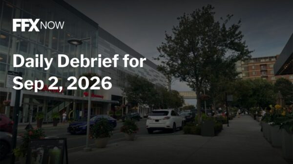 FFX Now banner: Daily Debrief for Sep 2, 2026 on a city street background