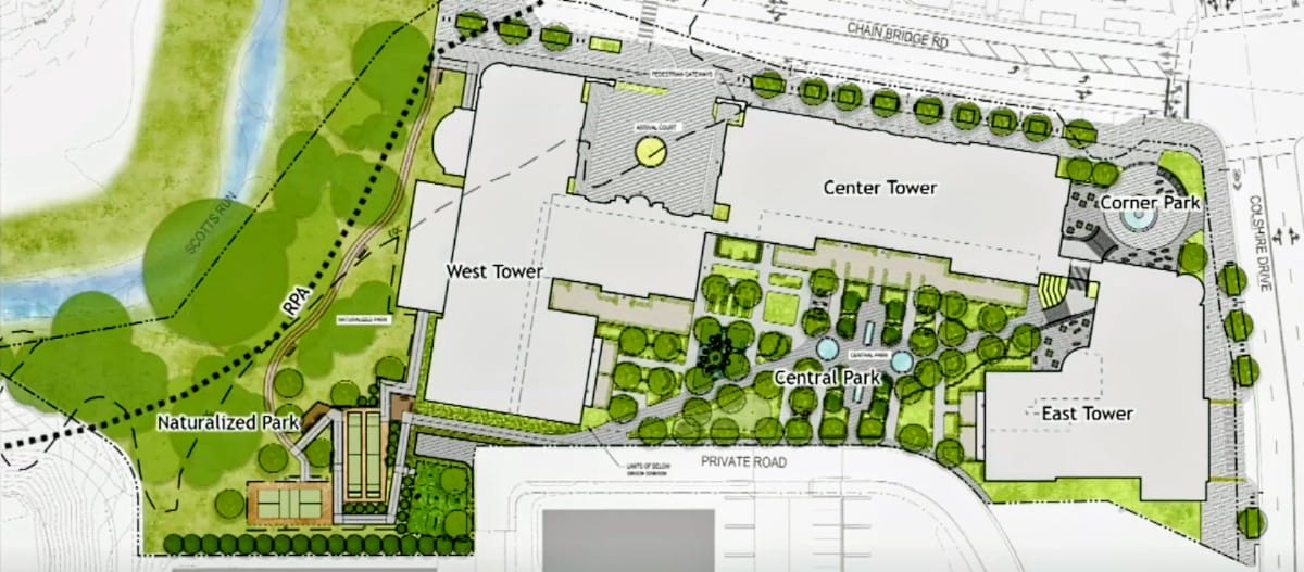 Design of Corso Tysons campus (via Galerie Development) | FFXnow