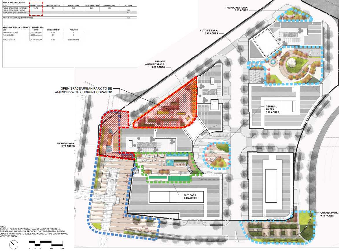 Urban parks plan for Lincoln Avenue Communities' proposed affordable Tysons Central residential buildings (via LandDesign/Fairfax County) | FFXnow Site master plan with color-coded zones and labeled parcels for proposed development