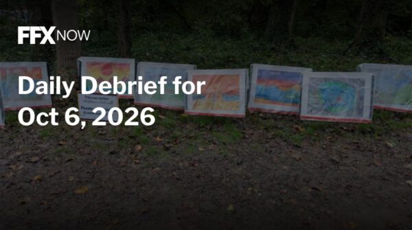 FFX Now daily debrief banner with date Oct 6, 2026 and a row of colorful outdoor artwork displays in the background.